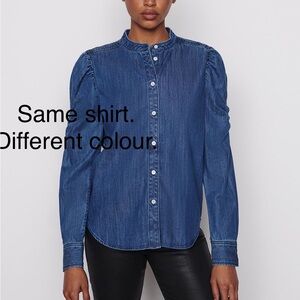 Frame Ruffle Denim Shirt in Black